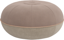 Cargar imagen en el visor de la galería, Round beige ottoman with a contrasting band on a white background