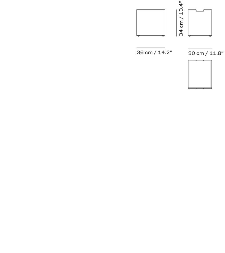 Measurement chart showing dimensions of a rectangular object in centimeters and inches.