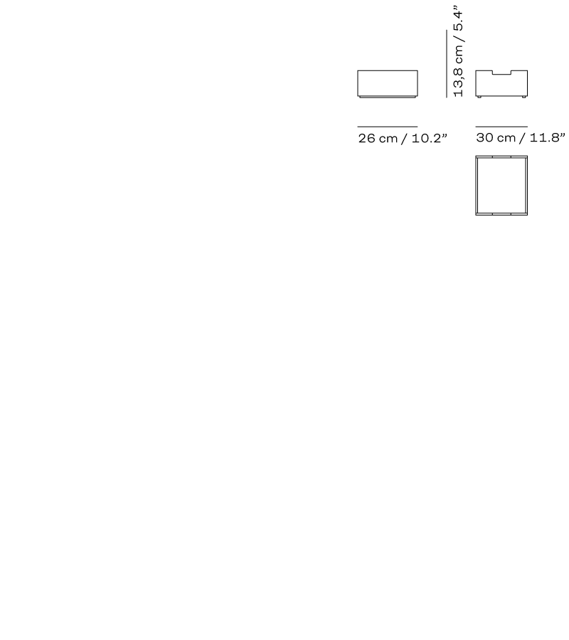 Measurement chart showing dimensions of a product on a white background