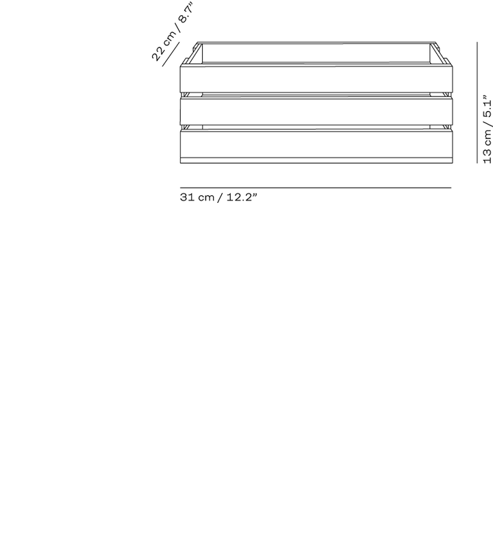 Dimensions of a rectangular object on a white background