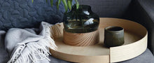 Cargar imagen en el visor de la galería, Wooden tray with a vase and cup on a gray sofa

