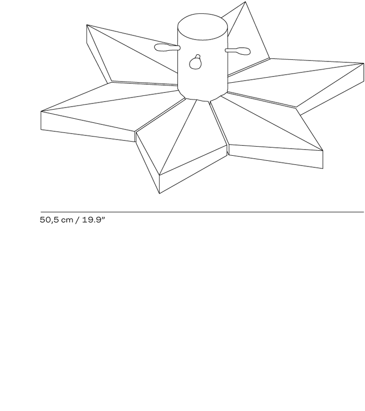 Technical drawing of a geometric object with dimensions on a white background