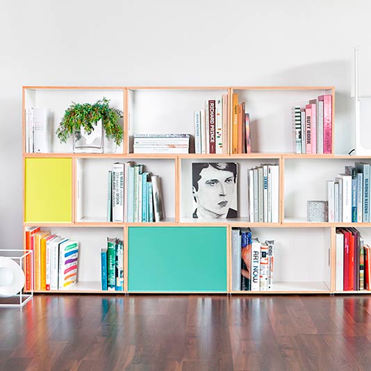 BrickBox 3-Wide Low Bookshelf White