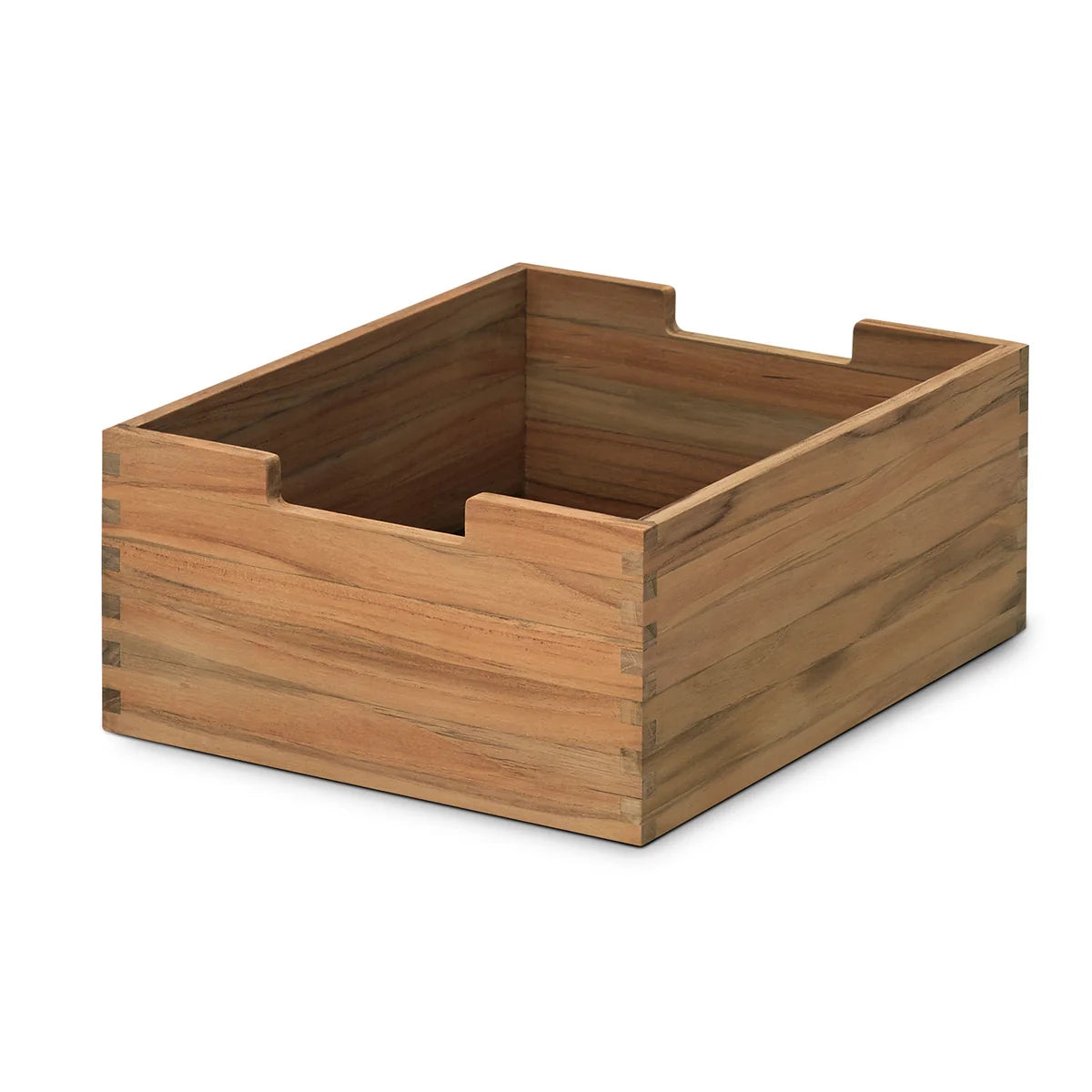 Wooden storage box on a white background