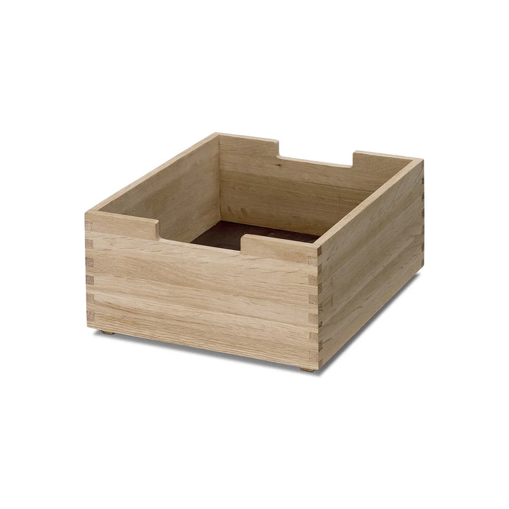 Wooden storage box on a white background